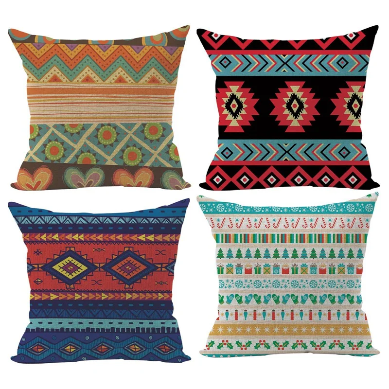 

4Pcs Geometric Bohemia Pattern Cushion Cover Single-Sided Printing Home Life Decoration Pillowcase