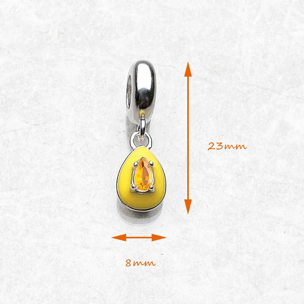 High Quality 925 Sterling Silver Yellow Tear Drop Dangle Charms Pendant Trendy Gift For Women