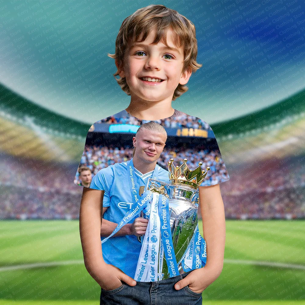 Classic Norwegian Haaland 3D Printed Pattern Kids Adult Men's Sports Shirt T-shirt Summer Football Fan Fashionable High-Quality 6