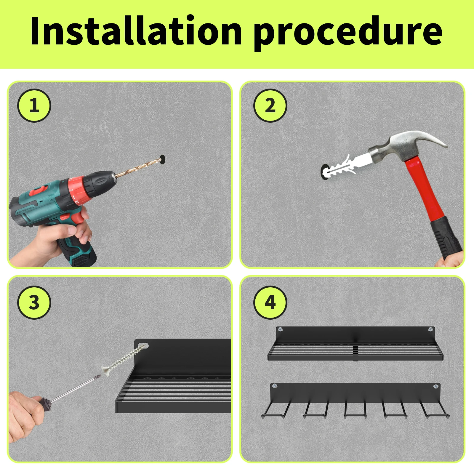 Power Tools Organizer Heavy Duty Tool Storage Wall Floating Shelf Electric Drill Tool Storage Garage Workshop Wrench Organizer