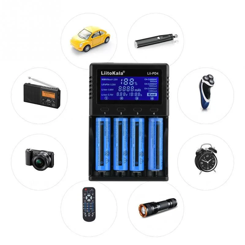 Battery Charger Battery Charger Adapter LiitoKala 18650 Battery Charger Lii-PD2 Lii-PD4 2 4 Slots AC 110V 220V For 18650 Charging 3.7V Rechargeable