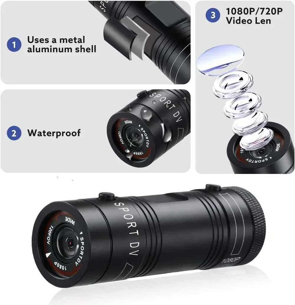 1080P Shotgun Camera Outdoor Waterproof Bike Motorcycle Helmet Camera Sports DV Video Recorder Action Cam with Gun Mount Shotgun video camera