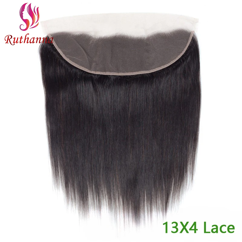 13x4 Lace Frontal Straight Hair Closure Human Hair Pre-Plucked Hairline Brazilian Virgin Transparent Lace Closure For Women
