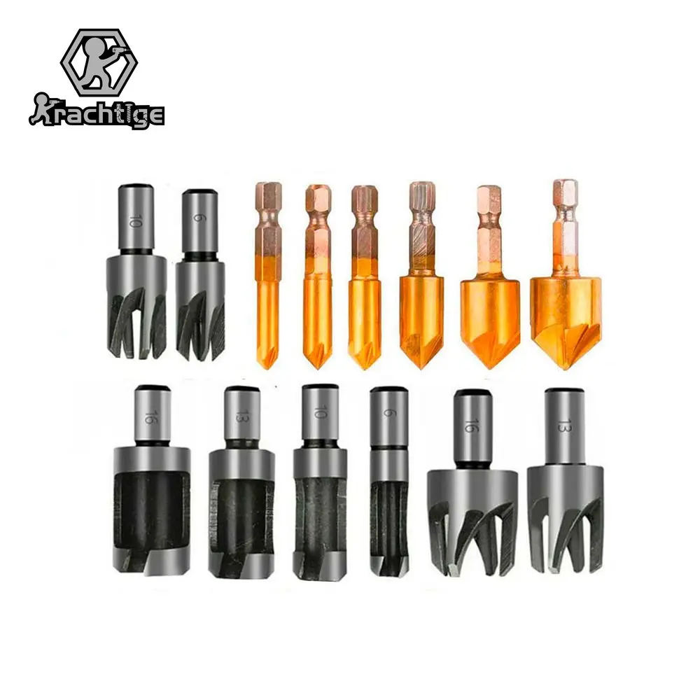 

14Pcs Wood Plug Cutter Tool Drill Bits and Countersink Drill Bit Set