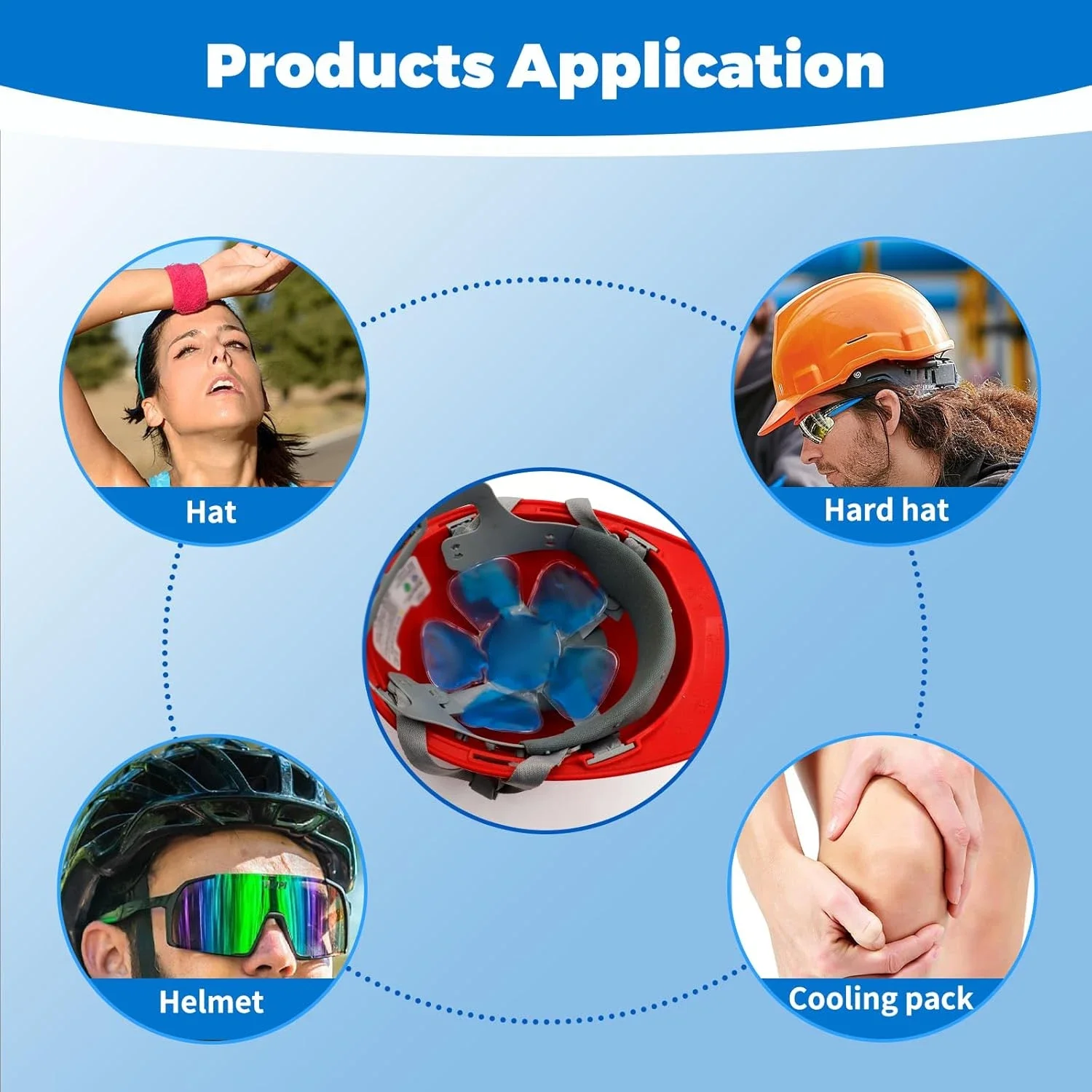 Ice Pack for Hard Hat Helmet Ice Packs Headache Cool Down Cold Pack Soothing Fever Migraine Gel Cooling Pack for Catcher Helmets