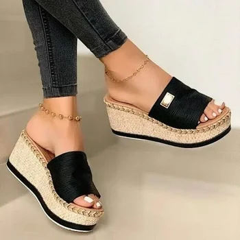 Womens High Heels Sandal Thick Bottom Casual Shoes Ladies Leisure Summer Wedges Sandals Woman Shoes Women Platform Mules Slipper 1