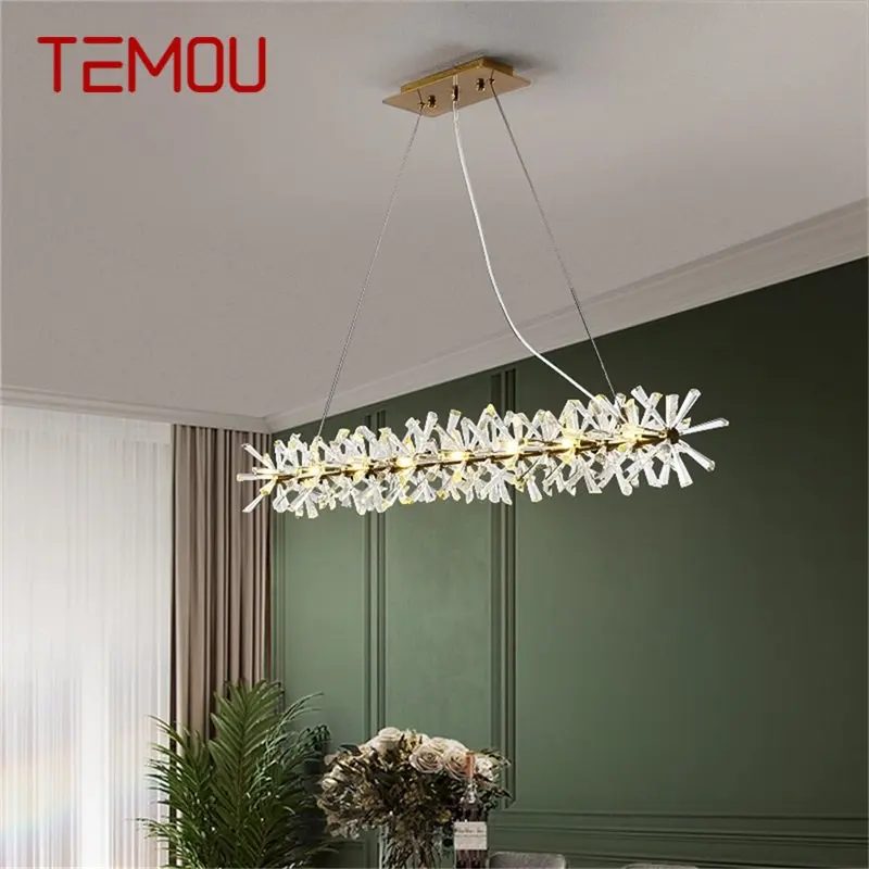 

TEMOU Chandelier Rectangle Pendant Lamp Postmodern Creative Branch Home LED Light Fixture for Living Dining Room