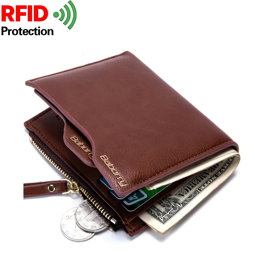 Cartera de negocios para hombre, Tarjetero con monedero antimagnético, caja para tarjetas bancarias, accesorios escolares de oficina, 1 unidad -