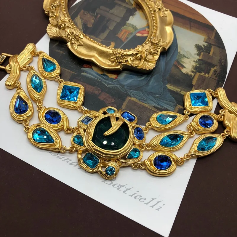 

Марокканский Арабский винтажный дворец, искусственный синий драгоценный камень, бриллиантовая резьба, зажим, серьги, браслет, ожерелье