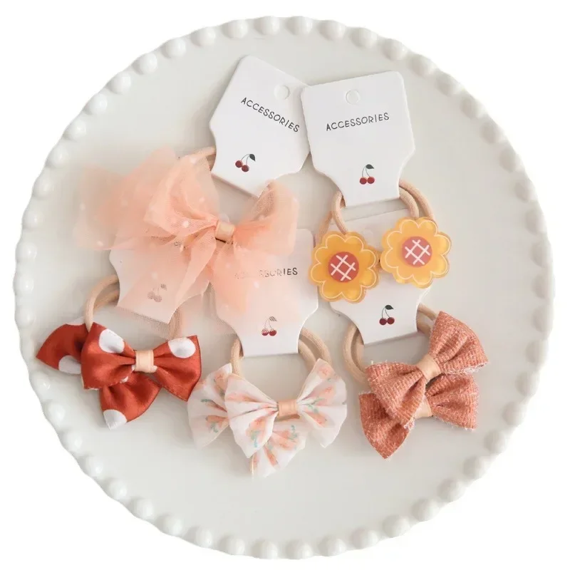 Wholesale Cross-Border Amazon Children Headdress Hair Accessories Spring and Summer Bow Rubber Band Original Suit 1 Group 6