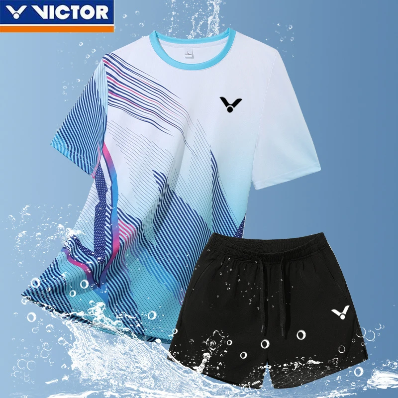 VICTOR Badminton Suit Quick-drying Breathable Cool Training Jersey Men's and Women's Casual Competition Two-piece Package
