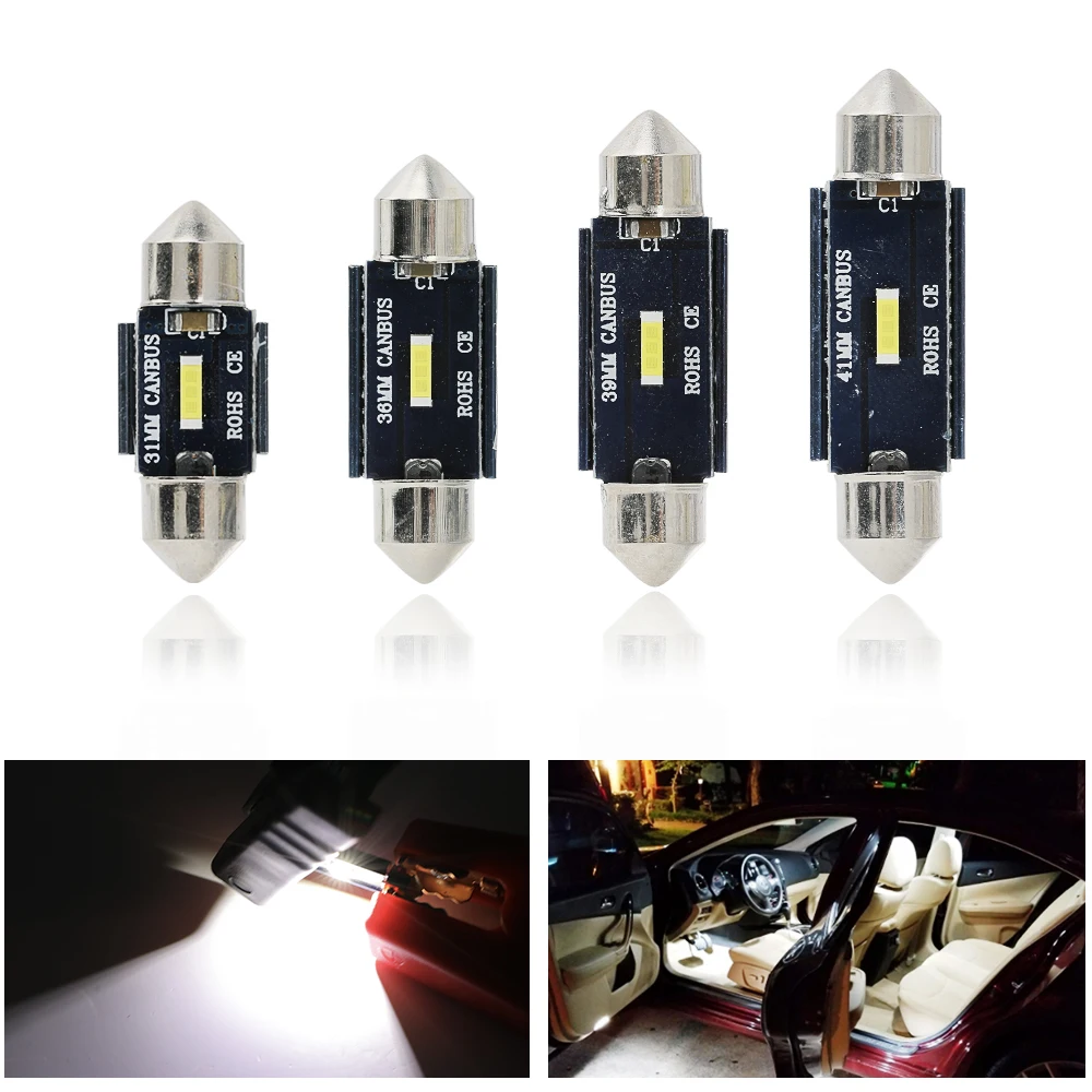 

10 шт./20 шт. CSP 1860 чип C5W LED лампы типа фестон 31 мм 36 мм 39 мм 41 мм без ошибок для салона автомобиля