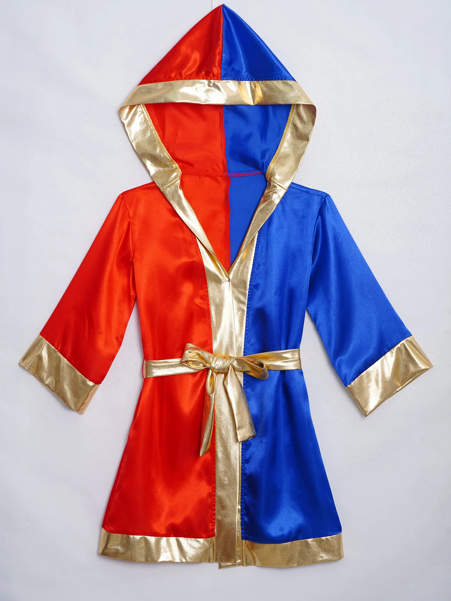 Children Fight Grappling Costume Boxing Robes Bjj Pugilism Boys Kids Muay Thai Modern Sport Hooded Boxer Robe with Metallic Belt