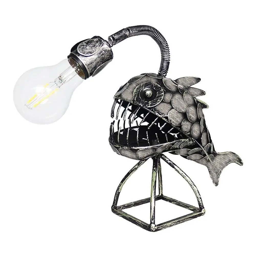 

Retro Table Lamp Angler Fish Lamp With Flexible Light Head Artistic Table Lamps For Home Bar Cafe Home Art Decorative Ornaments
