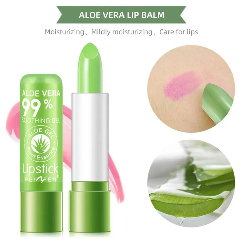 Moisturizing Aloe Vera Color-Changing Lipstick Temperature-Activated, Lip Balm for Nourishing, Anti-Drying, Exfoliating Lip Care 3