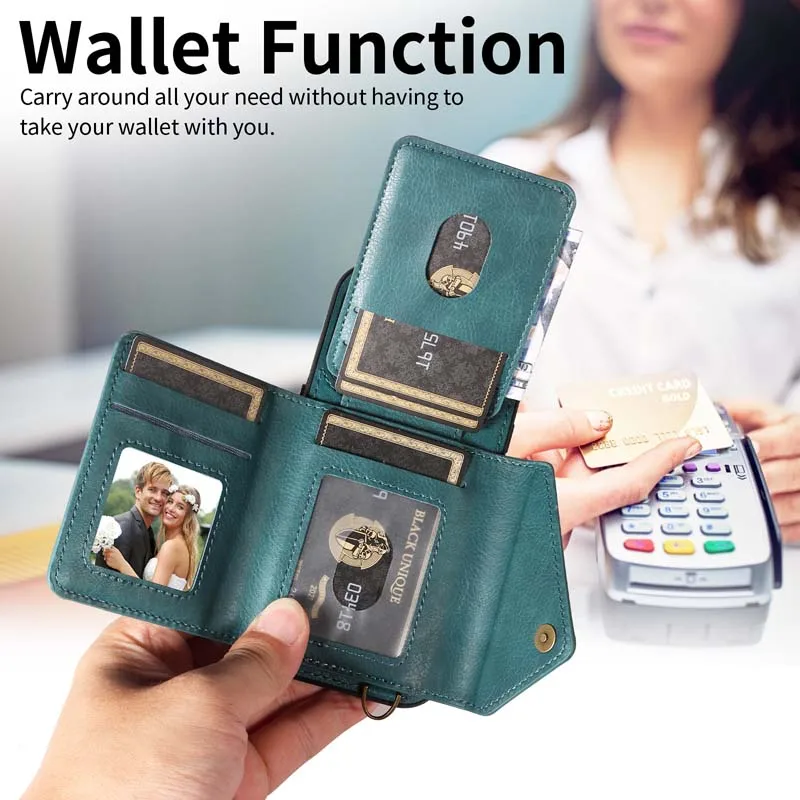 Elegant Leather Crossbody Phone Case with Wallet and Card Slots – Fashionable Long Lanyard Design