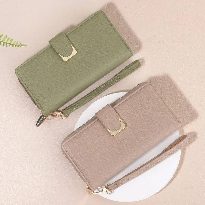 Elegant Women's Wallet in Solid Color with Embossed Lychee Pattern and Multi-card Slots Wallets for Women