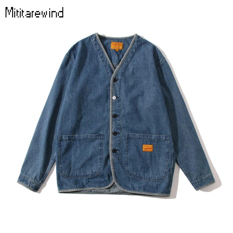 

Brand Denim Jackets Men and Women Spring Autumn Harajuku Vintage Male Coat Big Pockets Single Breasted Jean Jacket Unisex Causal