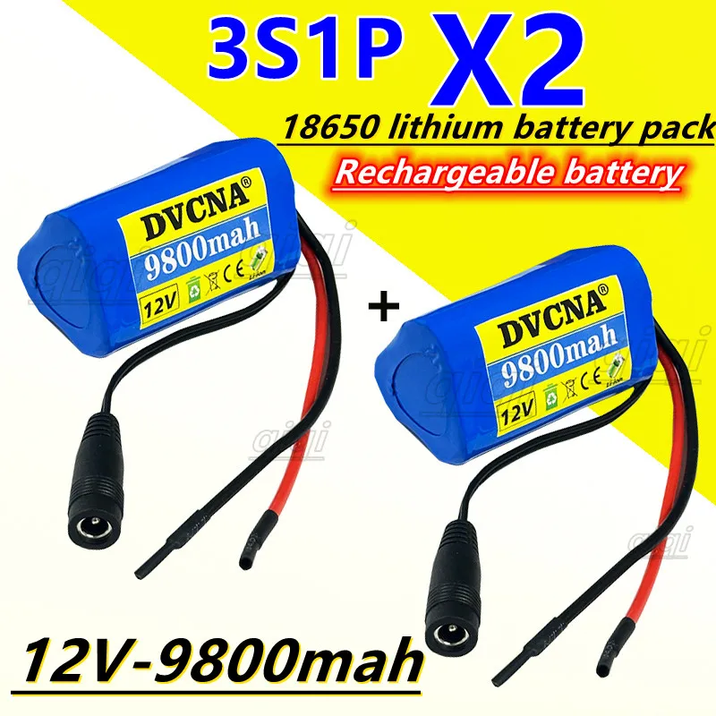 

New 12V battery 3S1P 12.6V 9800mAh 18650 lithium-ion battery pack with BMS for backup power supply CCTV cameras free shipping