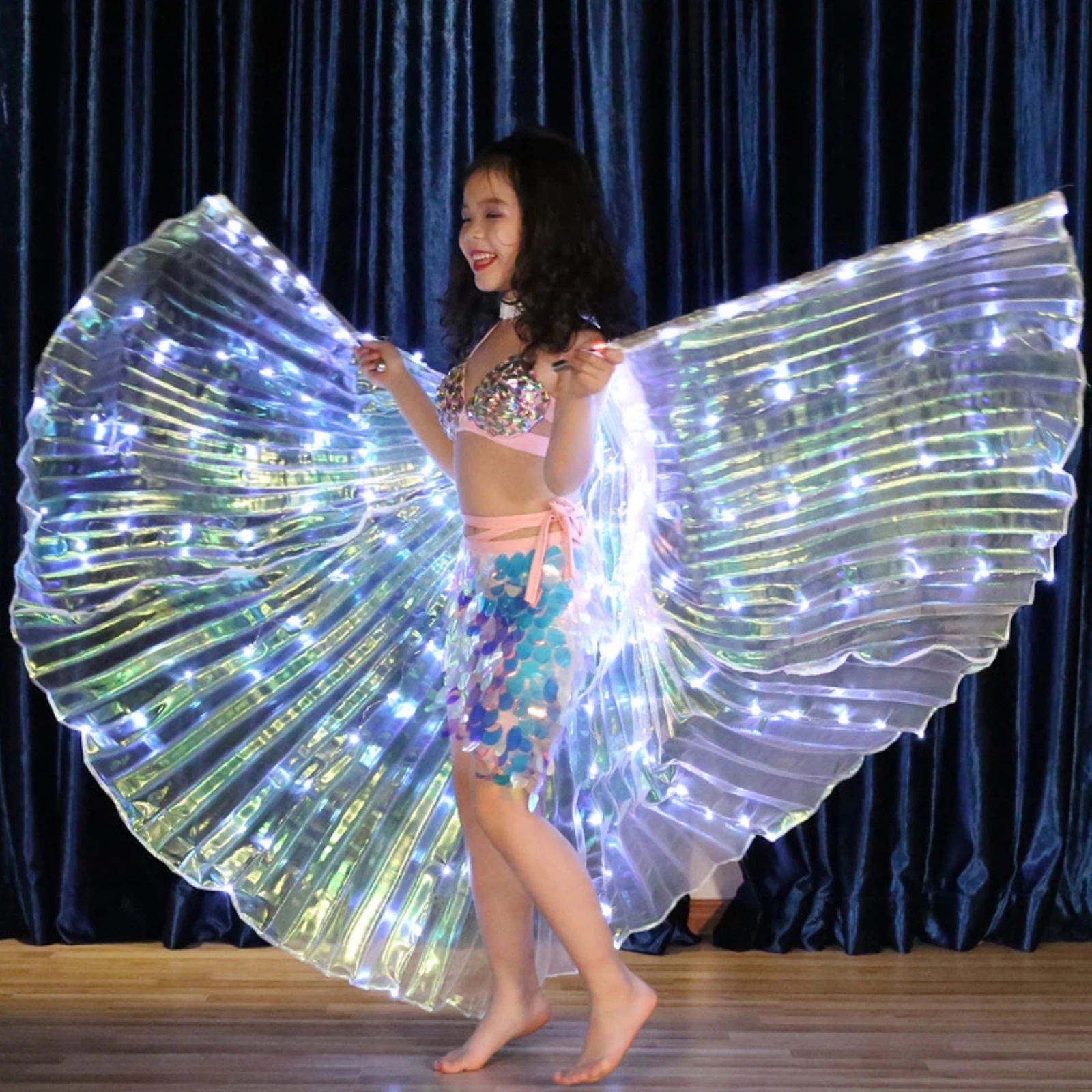 LED Isis Flügel bunte LED Schmetterling Flügel mit Teleskops täbchen Weihnachten leuchten Performance Kostüm Bauchtanz Flügel – Detail 8