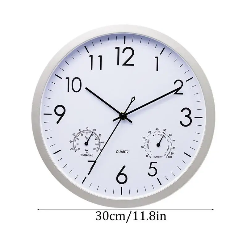 Outdoor Clock Garden Wall Station Clock Waterproof Clock With Thermometer Hygrometer For Home Bedroom School Living Room