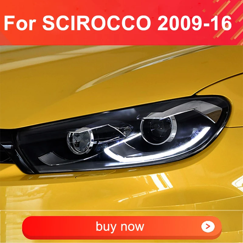 1 Pair Car LED Headlight for VW SCIROCCO 20092016 Headlights Plug and Play with LED DRL Dynamic