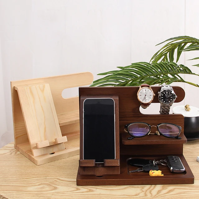 Wood Phone Docking Station Nightstand Organizer Gifts for Valentines Day  Gift for Men Women Wooden Bedside Phone Desk Stand - AliExpress