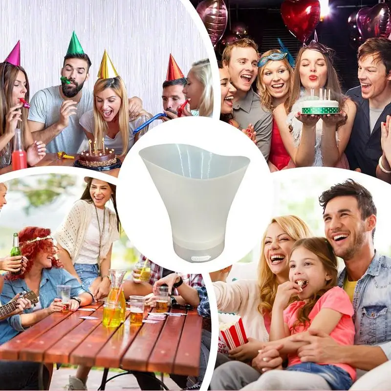 LED Ice Bucket 7L Glowing Cooler Bucket Colorful Lighted Drink Containers Waterproof LED Light Wine With Built-in