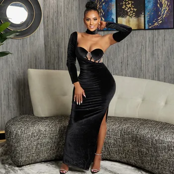 Adaeze Long Sleeve Side Slit Long Dress