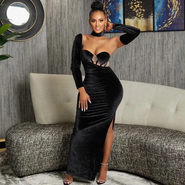 Adaeze Long Sleeve Side Slit Long Dress
