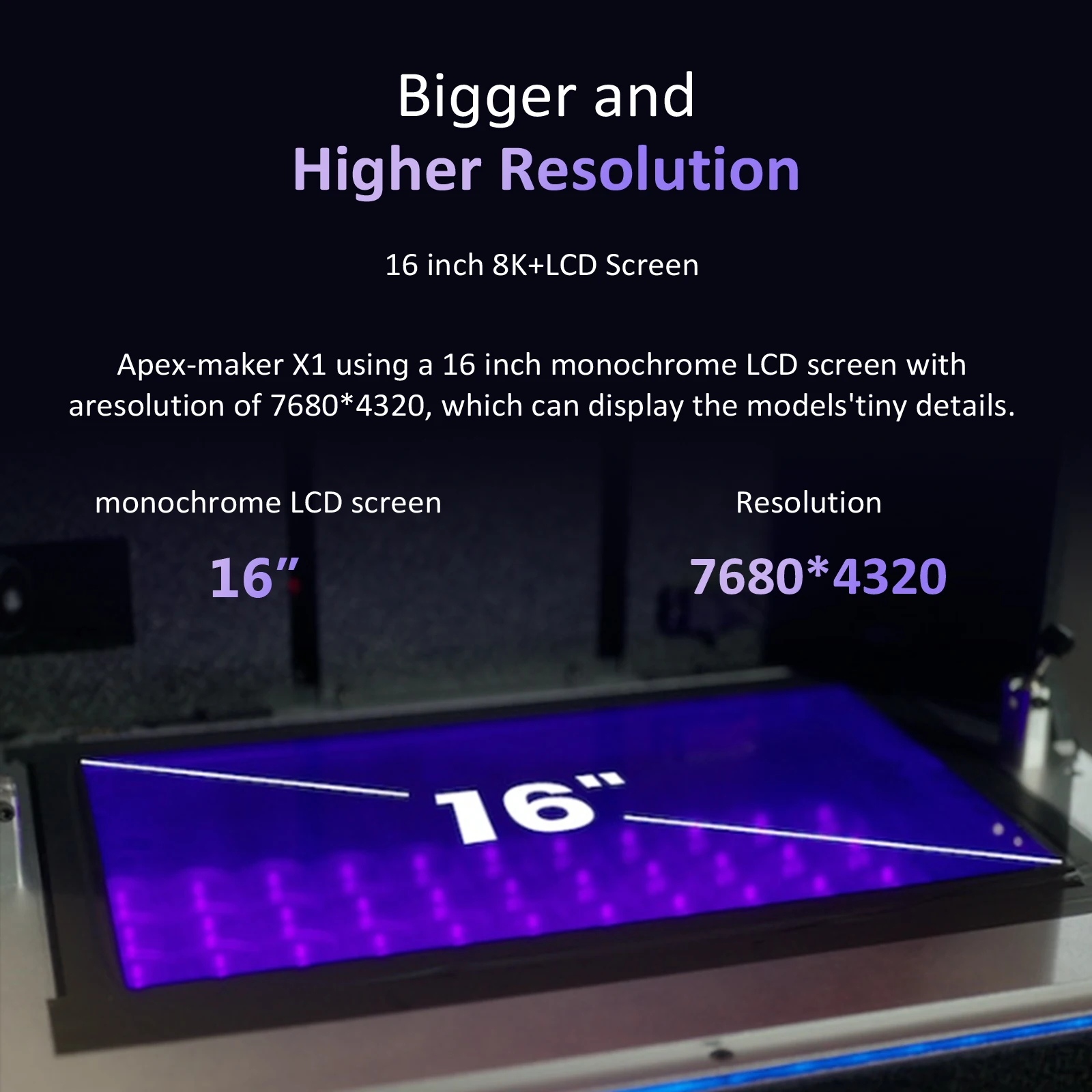 S43b8a7ebfac04be7a7cc355a2e8a4a01e ApexMaker X1 16-calowa drukarka 3D z żywicy 3D o wysokiej prędkości 8K monochromatyczny Srceen rozmiar pikseli 46um (dostawa w Dec)