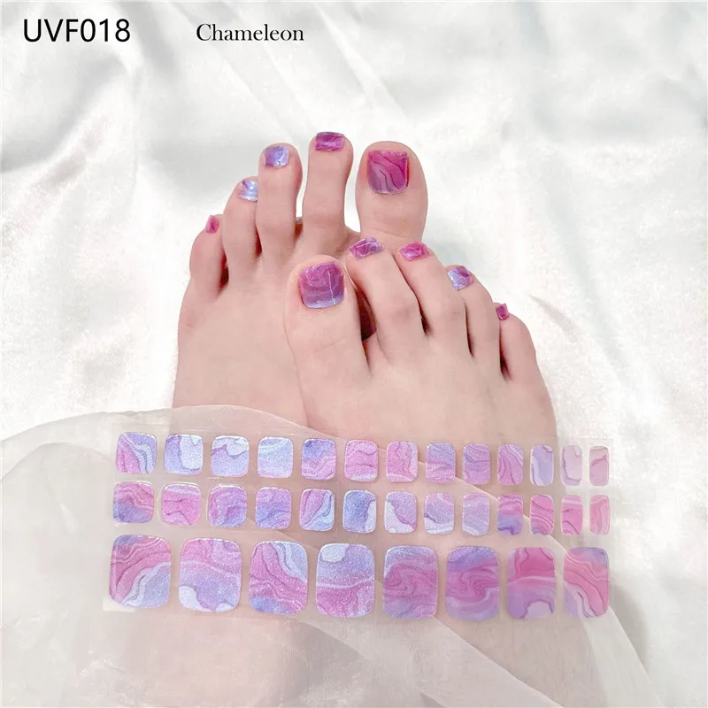 Solid Color Toe Gel Nail Strips Full Adhesive Waterproof Korean Semi Cured Foot Gel Nail Art Wraps UV Lamp Need Nails Stickers nail stickers,nail art decoration,nail decals