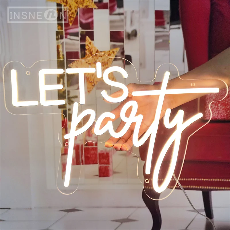 

Lets Party Neon LED Sign Room Wall Neon Lights Gaming Club Bedroom Decoration Birthday Party Hanging USB Neon LED Lighting Signs