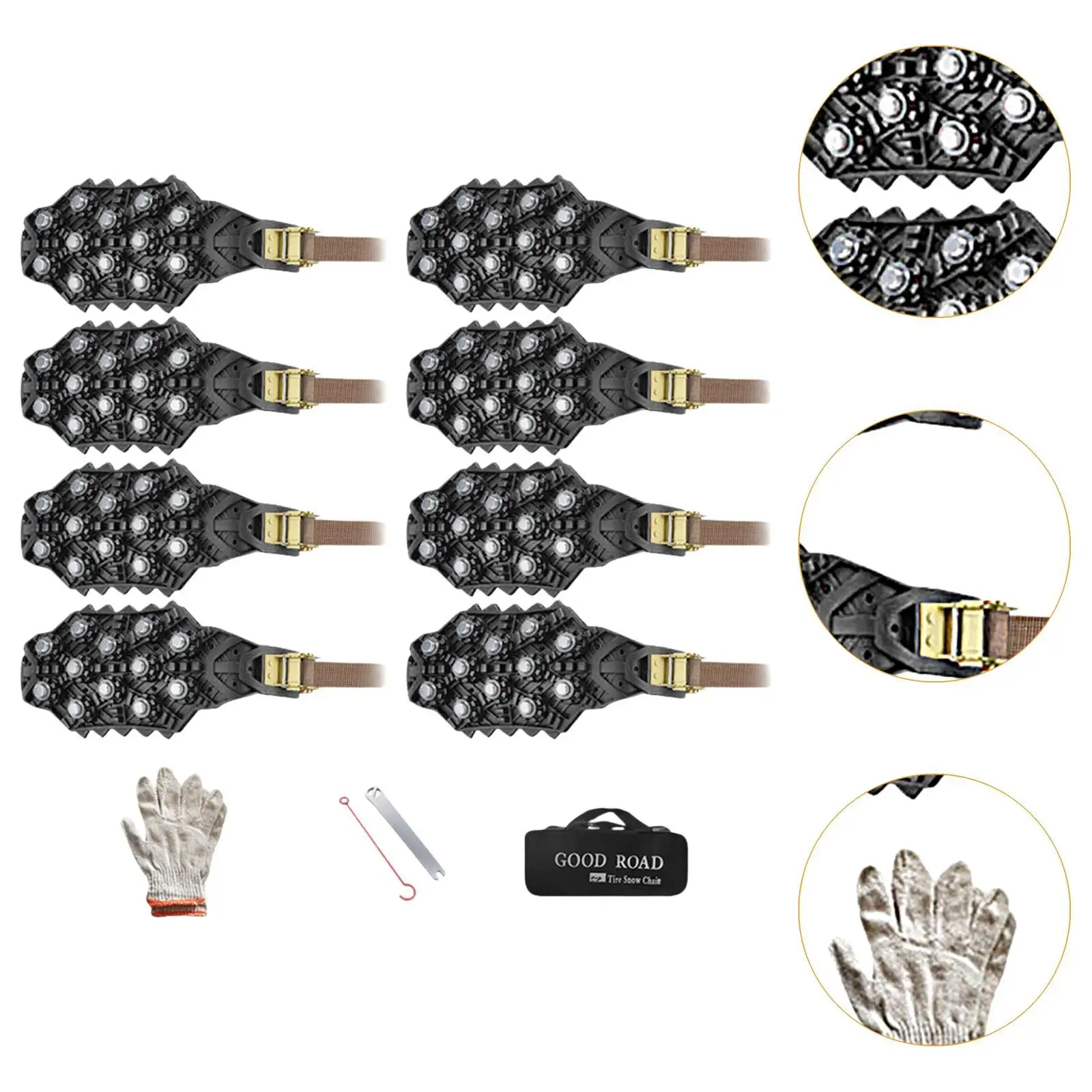 8x Snow Chains Tyre Chain Mud Chain Winter Driving for Car Tires Tire Chains