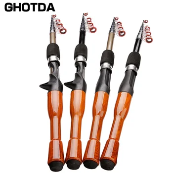 1.3M 1.6M 1.8M Mini Short Fishing Rods Portable Carbon Fiber Lure Rod Telescopic Casting Spinning Travel Lure Fishing Equipment