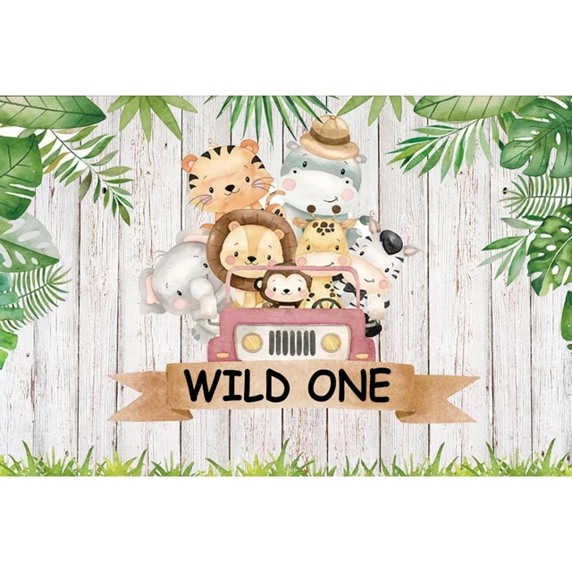 Safari 1st Birthday Backdrop Jungle Tropical Forest Wild One Animal Party Photography Newborn Baby Shower Photo Background Props NLT06101