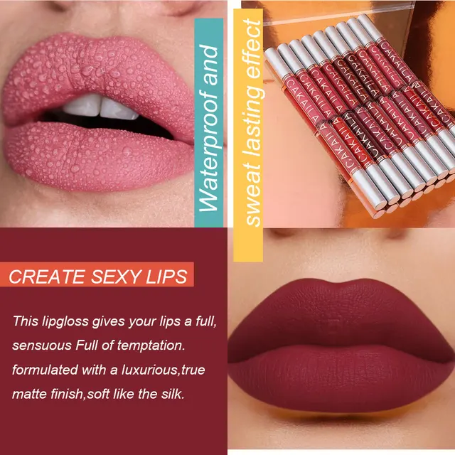 57212-82e996.jpg 1 Pcs Waterproof Lip Gloss Lipstick Set - Nude, Dark Brown & Matte Red Shades, Long-Lasting 24-Hour Wear, Suitable for All Skin