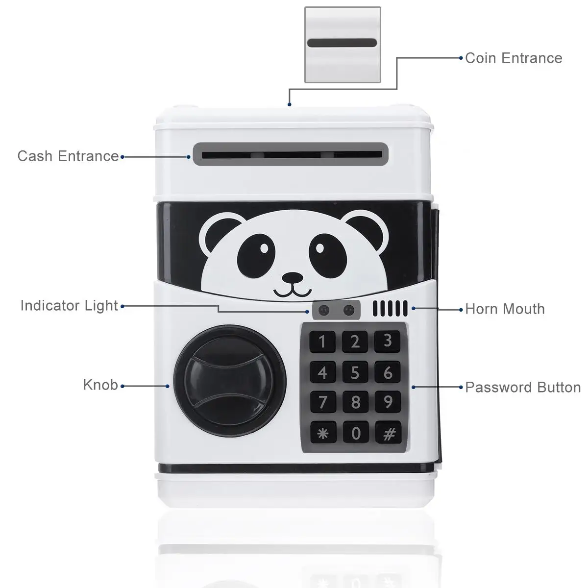 Panda Electronic Piggy Bank ATM Password Money Box Cash Coins Saving Box Bank Safe Box Automatic Deposit Banknote Christmas Gift