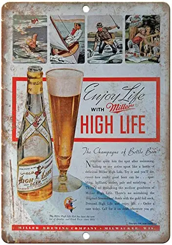

Miller High Life Vintage Beer Breweriana Metal Tin Sign Decor 12x16 Inch
