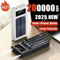 200000mAh 120W Solar Power Bank With Led Lamp Super Fast Charging Ultra High Capacity 4 Wire Digital Display External Battery 1
