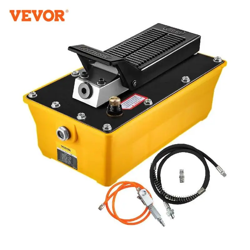 VEVOR 2.3L Fuel Tank 10000 PSI Air Hydraulic Foot Pump Single Acting with 200cm Oil Pipe & Spray Gun for Auto Repair Oil Rigging vevor welding rotator turning rolls load bearing 1000kg adjustable torch stand support rotator pipe welding roller positioner