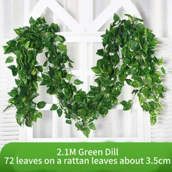 Lush Green Ivy Leaf Artificial Garland for Home and Garden Decor (72leaves - D)