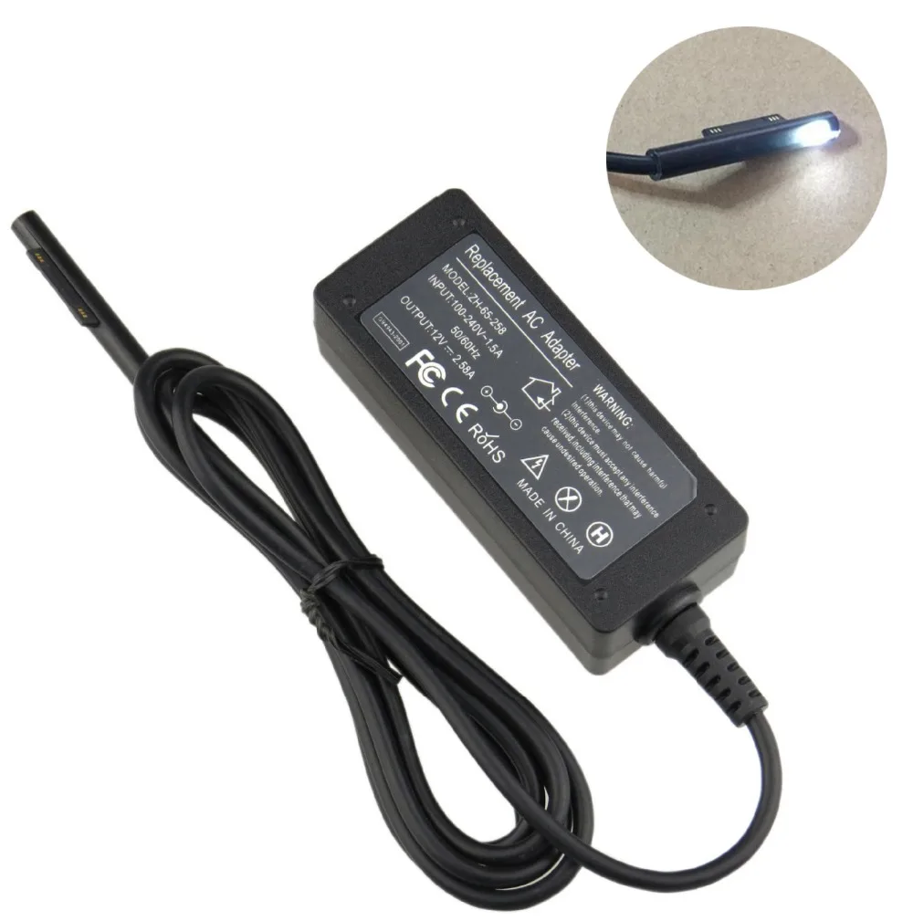 12V 2.58A AC Power Supply Adapter Cable Charger for Microsoft Surface Pro 3 4 Pro3 Pro4 1625 Magnetic Charging Connector
