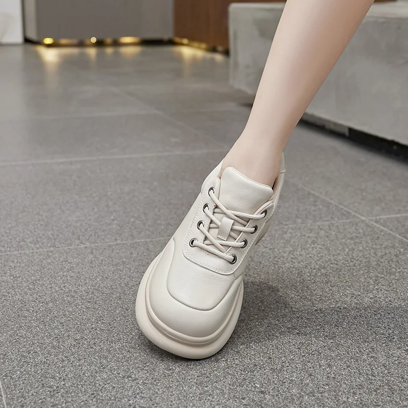 Loafers Women's 2023 Spring Autumn New Genuine Leather Single Shoes Casual Fashion Platform Women's Work Heightened Casual Shoes