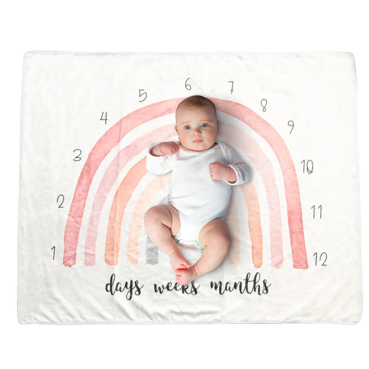 Flannel Baby Milestone Blanket Baby Photography Blanket Props Receving Background Baby Monthly Record Growth Photography Props 4