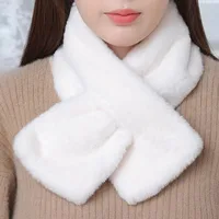 Korean Winter Faux Rabbit Fur Scarf Women Girls Scarf Soft Plush Scarves Solid Color Neck Collar Warmer Stuff Christma Gift 2