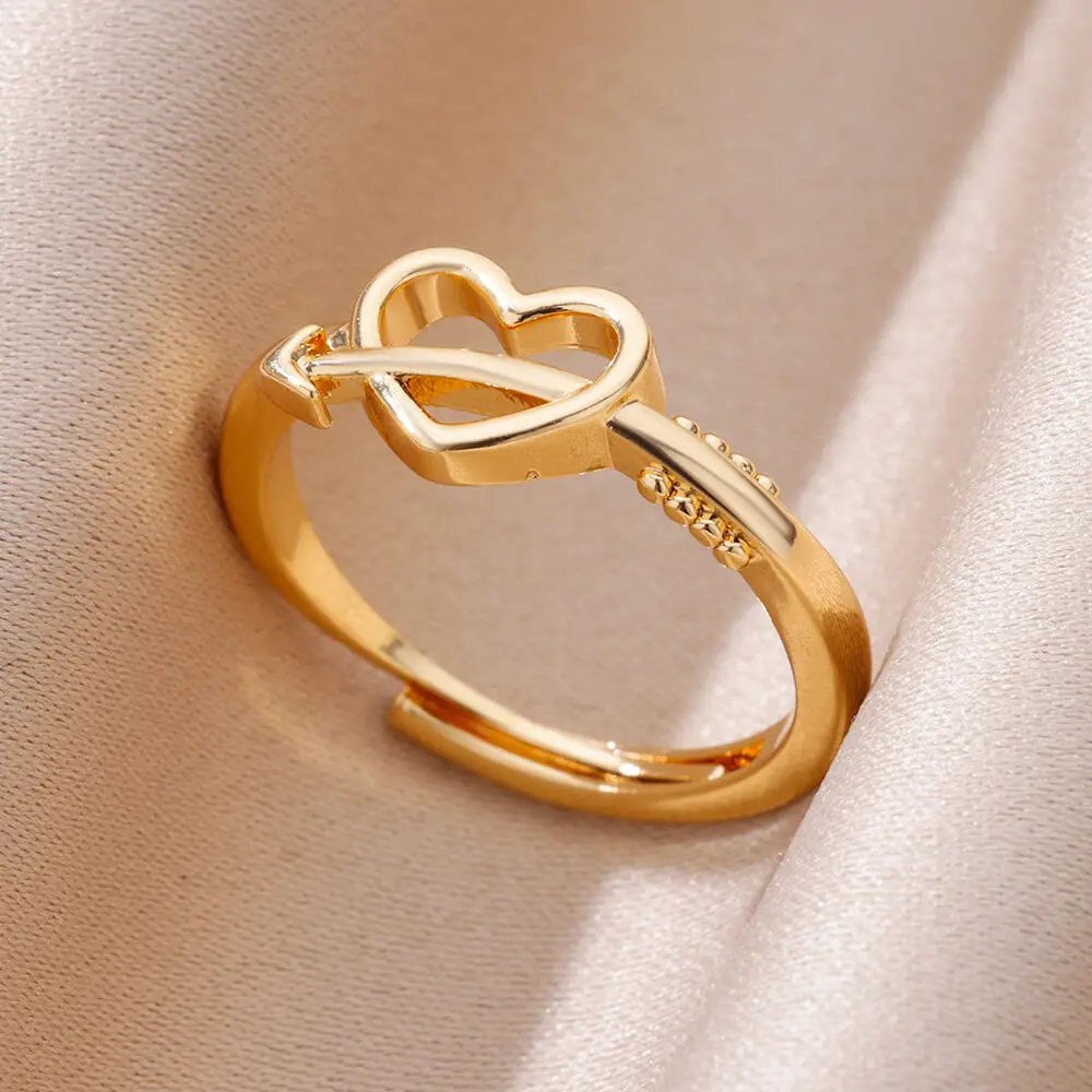 

Arrow Heart Rings for Women Open Adjustable Stainless Steel Ring Couple Wedding Lover Jewelry Gift Free Shipping anillos mujer