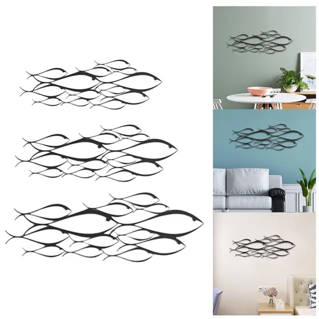 Sculpture Murale Créative en Forme de Poisson, Décoration Artistique en Fer, pour Niket Extérieur, Salon, Chambre à Coucher 4