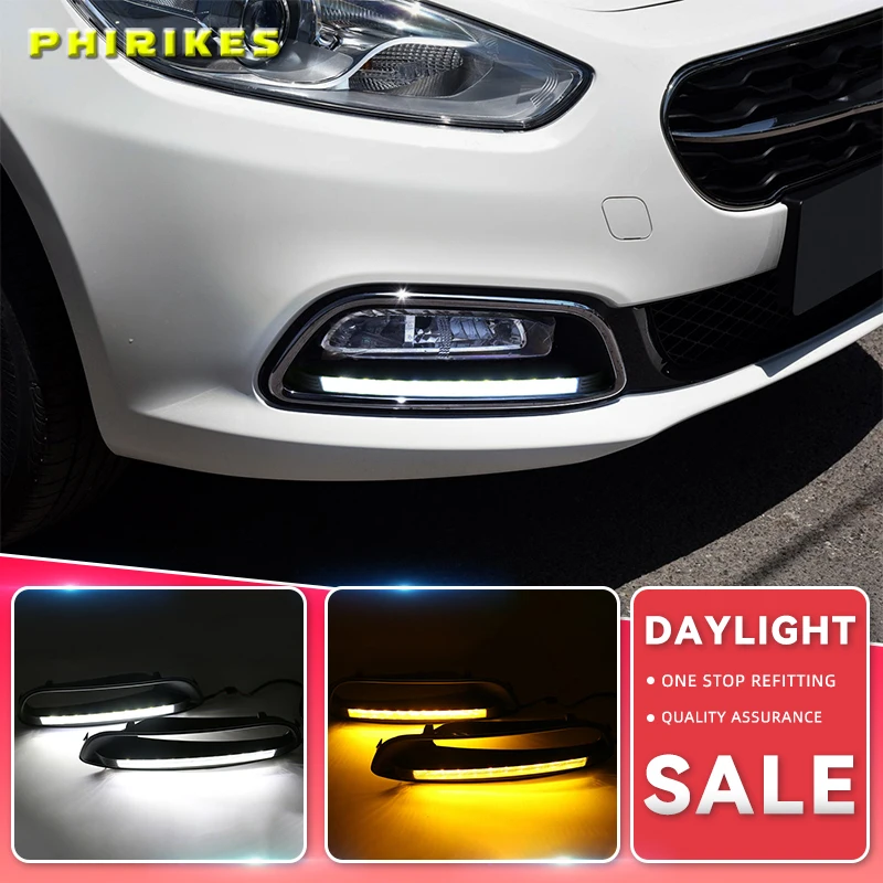 

LED DRL Daytime running light case For Fiat Viaggio 2015-2017 fog lamp frame Fog light Car styling