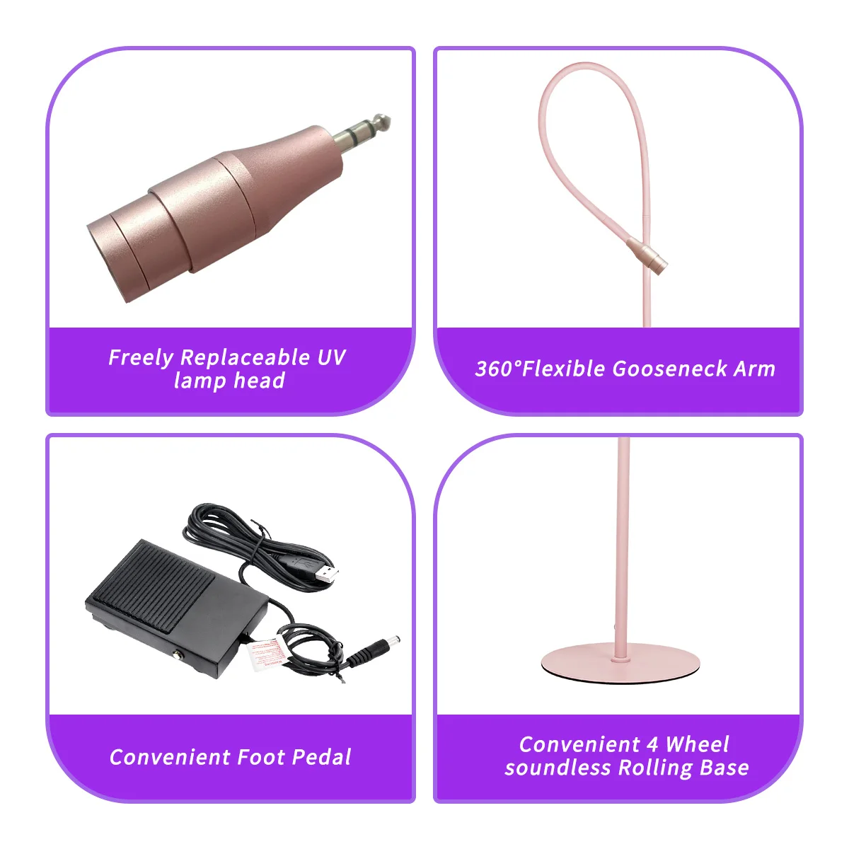 LED 조정 가능한 초점 플로어 램프 접목 속눈썹 접착제 빠른 건조 보라색 빛 뷰티 네일 속눈썹 UV 경화 램프